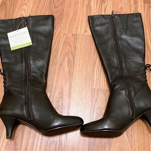 Brand New Naturalizer Dinka Knee High Wide  Shaft Brown Genuine Leather Boots